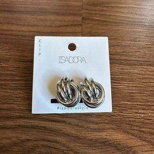 NEW Isadora - Argentina Metal Clip-on Earrings Rhodium /Silver Color - Jewelry
